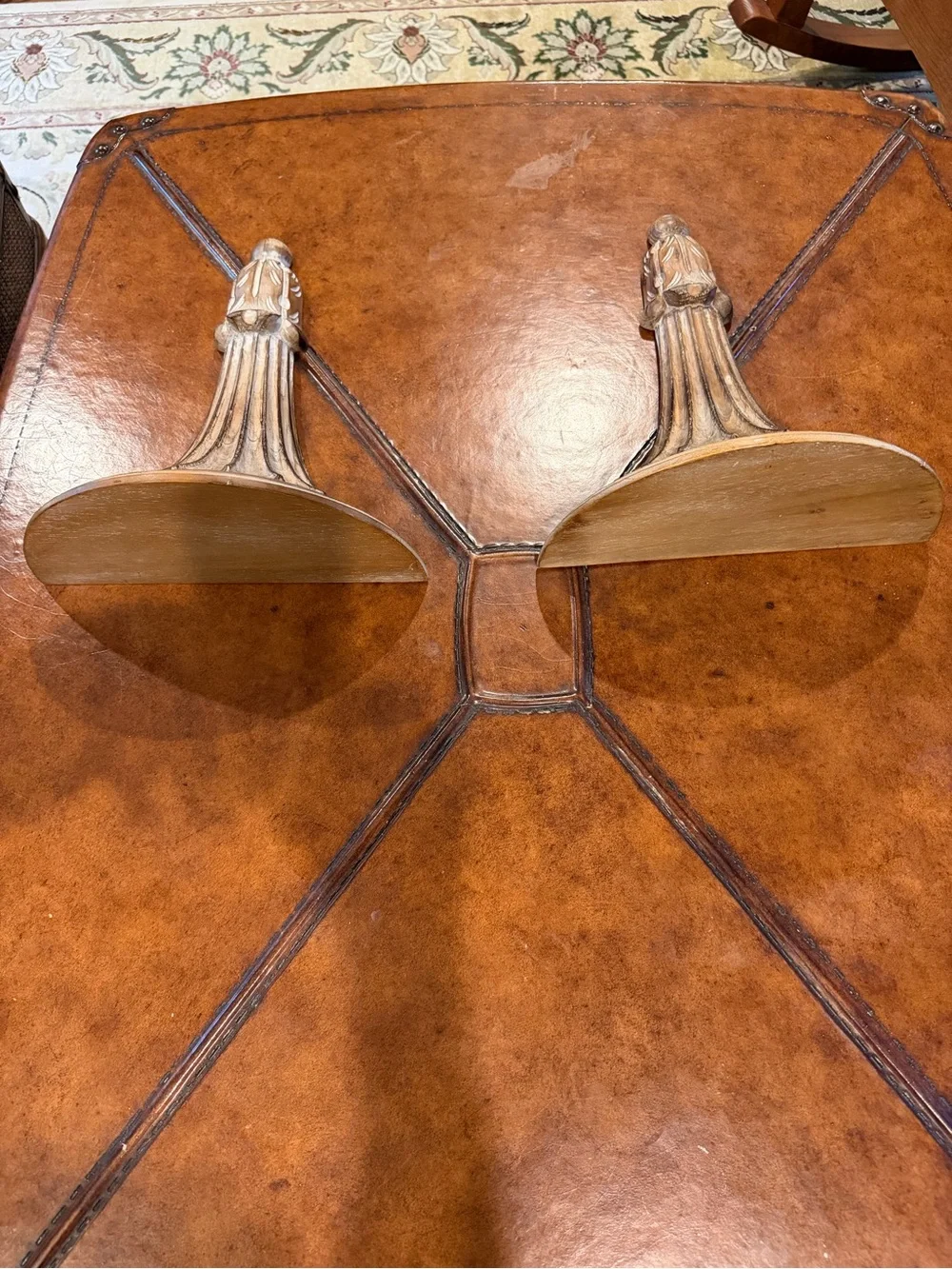 Decorative Wall Corbel Pair in Distressed Beige/ Taupe and Antique White Italy